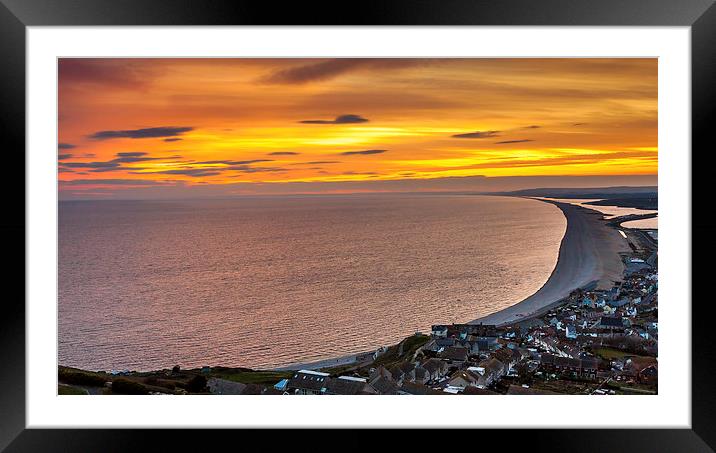 Sunset from a bay village in Dorset UK Framed Mounted Print by Kat Arul