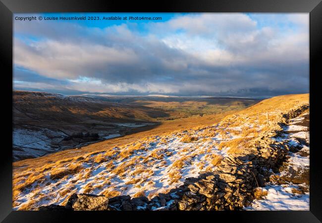 Upper Wensleydale from B6255, North Yorkshire Framed Print by Louise Heusinkveld