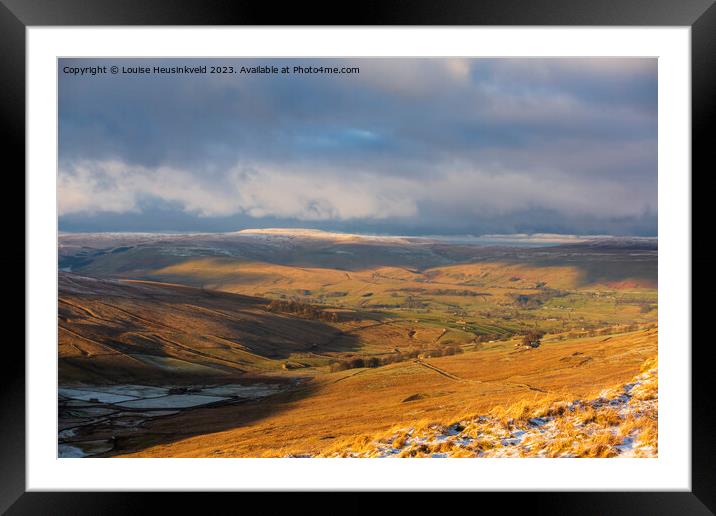 Upper Wensleydale from B6255, North Yorkshire Framed Mounted Print by Louise Heusinkveld