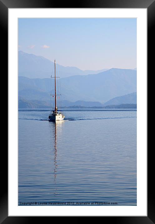 Sailing boat, Skopia Limani, Turkey Framed Mounted Print by Louise Heusinkveld