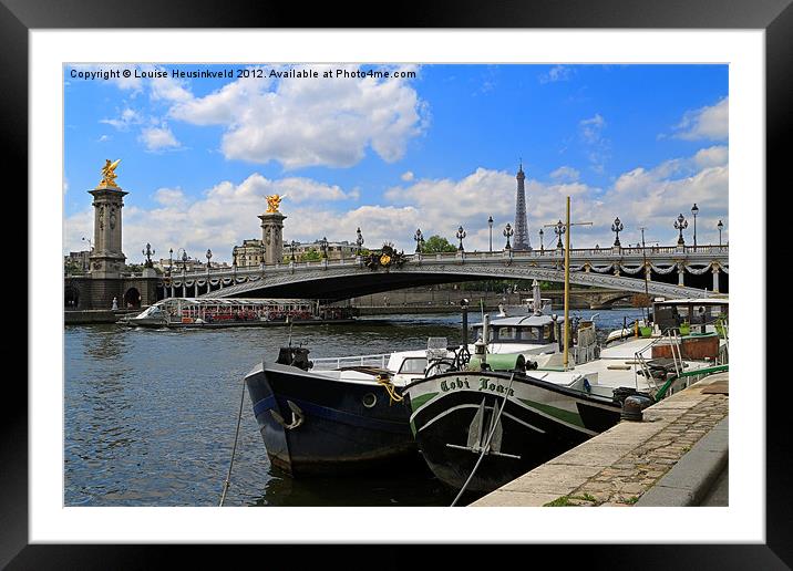 Houseboats on the Seine Framed Mounted Print by Louise Heusinkveld