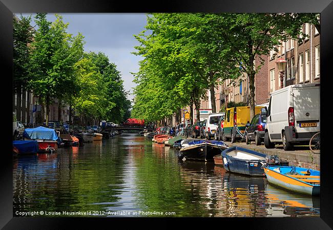 Amsterdam Canal Scene Framed Print by Louise Heusinkveld