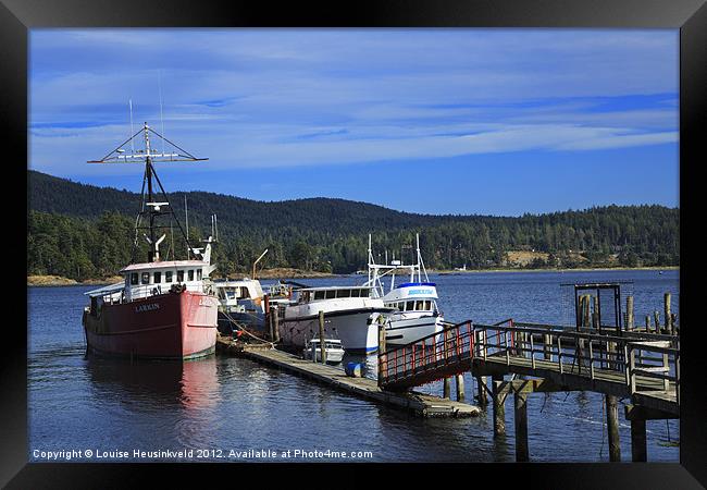 Fishing boats at Sooke, British Columbia Framed Print by Louise Heusinkveld