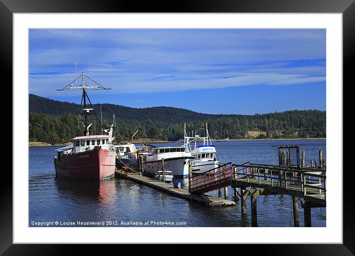 Fishing boats at Sooke, British Columbia Framed Mounted Print by Louise Heusinkveld