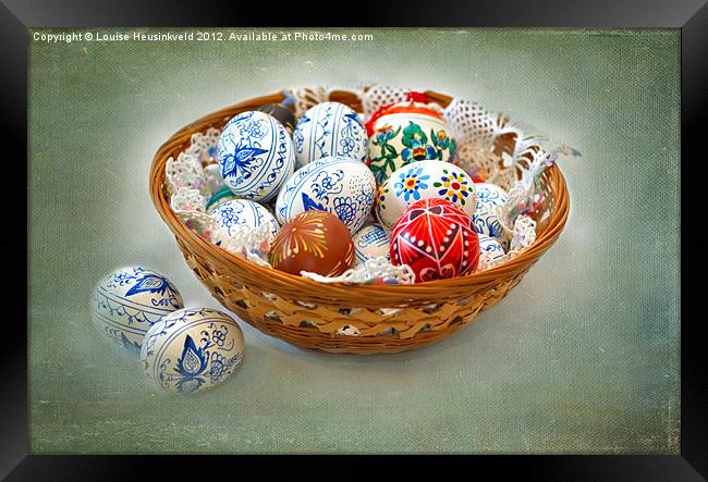 Basket of Easter Eggs Framed Print by Louise Heusinkveld