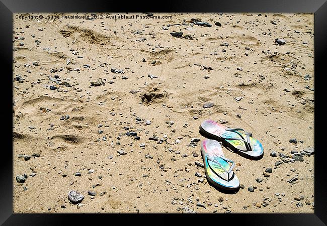 Flipflops on the Beach Framed Print by Louise Heusinkveld