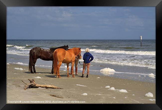 Horses onthe Beach Framed Print by Louise Heusinkveld