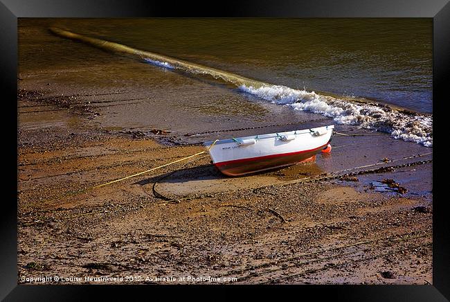 Beached Fishing Dinghy Framed Print by Louise Heusinkveld