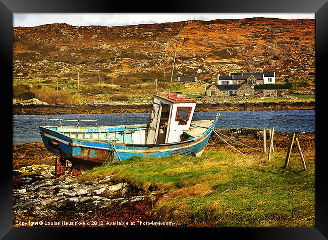 Derelict fishing boat on Manin Bay Framed Print by Louise Heusinkveld