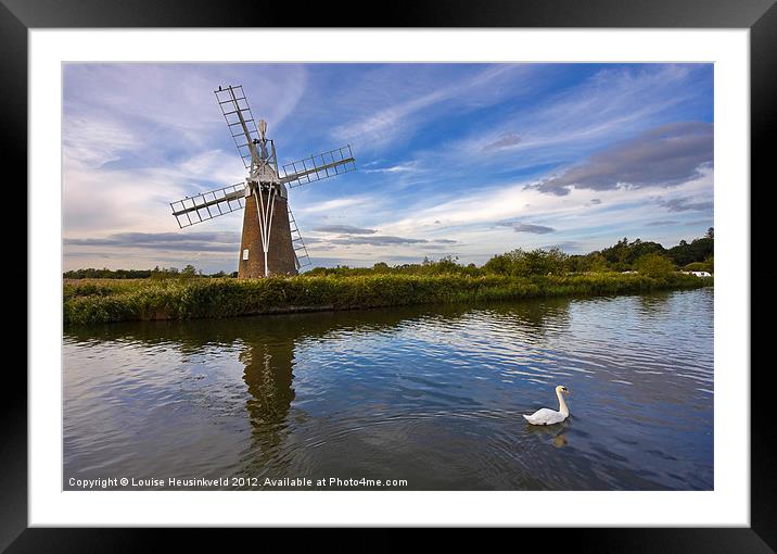 Turf Fen Drainage Mill Framed Mounted Print by Louise Heusinkveld