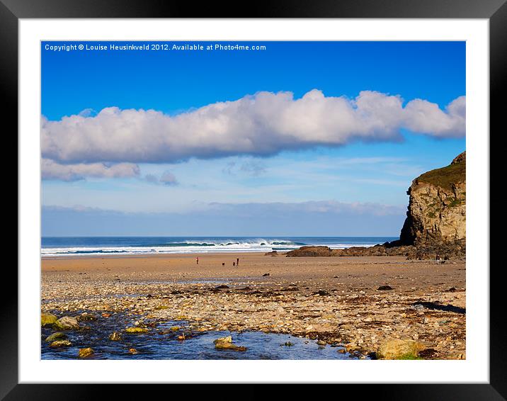 The beach at Porthtowan, Cornwall Framed Mounted Print by Louise Heusinkveld