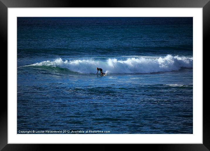 Surfer at Porthleven, Cornwall Framed Mounted Print by Louise Heusinkveld