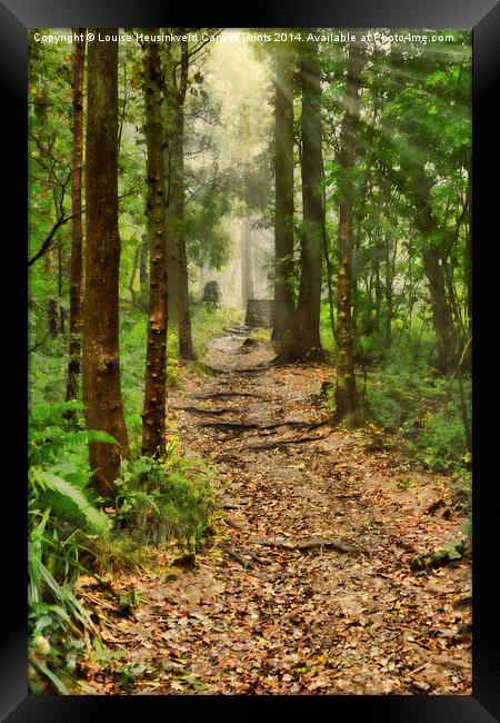 Path Through the Woods Framed Print by Louise Heusinkveld