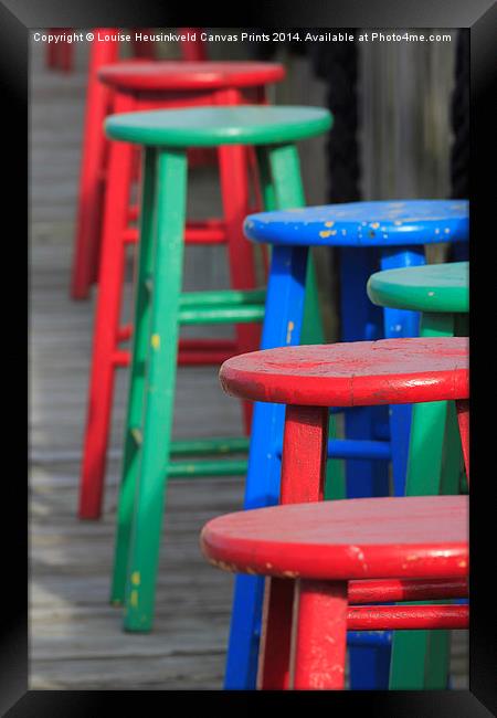 Wooden Stools Framed Print by Louise Heusinkveld