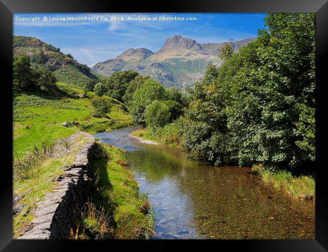 Great Langdale Beck with Harrison Stickle and Pike Framed Print by Louise Heusinkveld