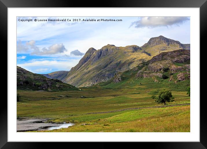 Langdale Pikes from Blea Tarn, Lake District, Cumb Framed Mounted Print by Louise Heusinkveld