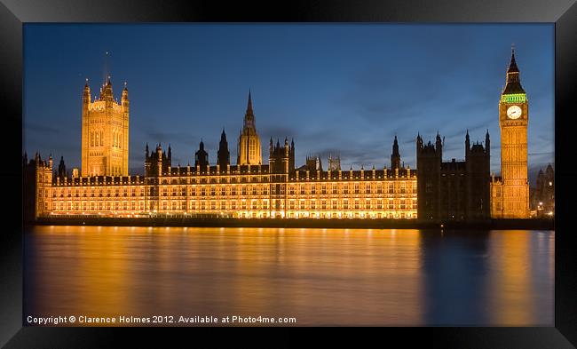 Westminster Twilight II Framed Print by Clarence Holmes
