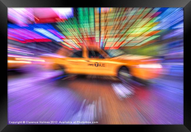 Times Square Taxi V Framed Print by Clarence Holmes