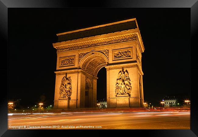 Arc de Triomphe at Night I Framed Print by Clarence Holmes