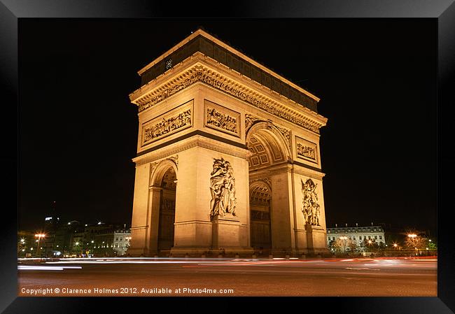Arc de Triomphe at Night II Framed Print by Clarence Holmes