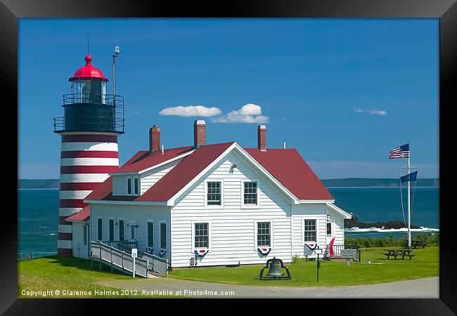 West Quoddy Head Light Framed Print by Clarence Holmes
