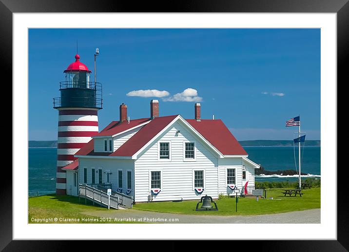 West Quoddy Head Light Framed Mounted Print by Clarence Holmes