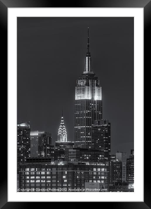 Empire State and Chrysler Buildings IV Framed Mounted Print by Clarence Holmes