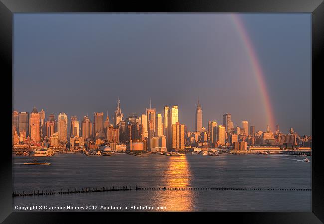 Rainbow Over New York I Framed Print by Clarence Holmes