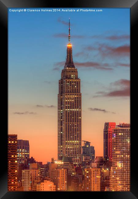 Empire State Building Morning Twilight III Framed Print by Clarence Holmes
