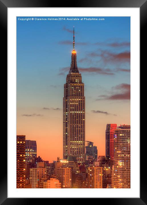 Empire State Building Morning Twilight III Framed Mounted Print by Clarence Holmes