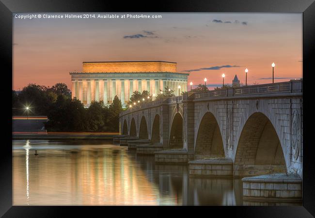 Lincoln Memorial and Arlington Bridge at Dawn I Framed Print by Clarence Holmes