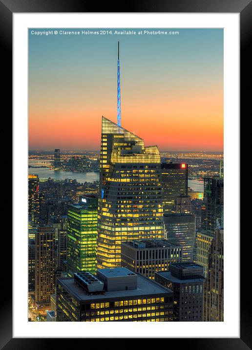 Top of the Rock Twilight III Framed Mounted Print by Clarence Holmes