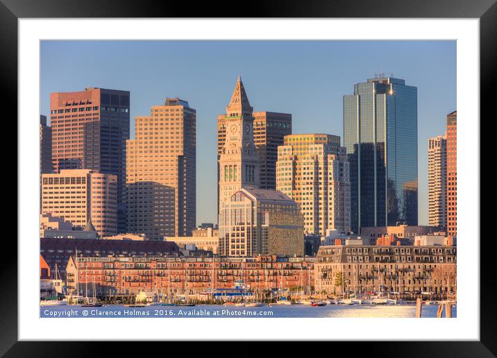 Boston Harbor and Skyline I Framed Mounted Print by Clarence Holmes