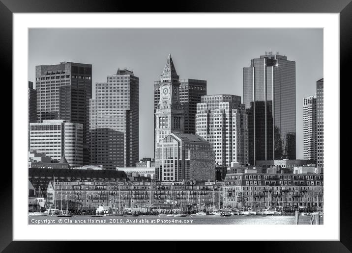 Boston Harbor and Skyline II Framed Mounted Print by Clarence Holmes