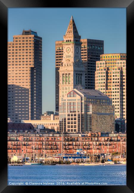 Boston Harbor and Skyline III Framed Print by Clarence Holmes