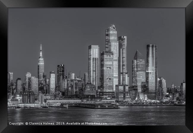 NYC Hudson Yards Development at Twilight II Framed Print by Clarence Holmes
