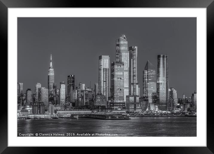 NYC Hudson Yards Development at Twilight II Framed Mounted Print by Clarence Holmes
