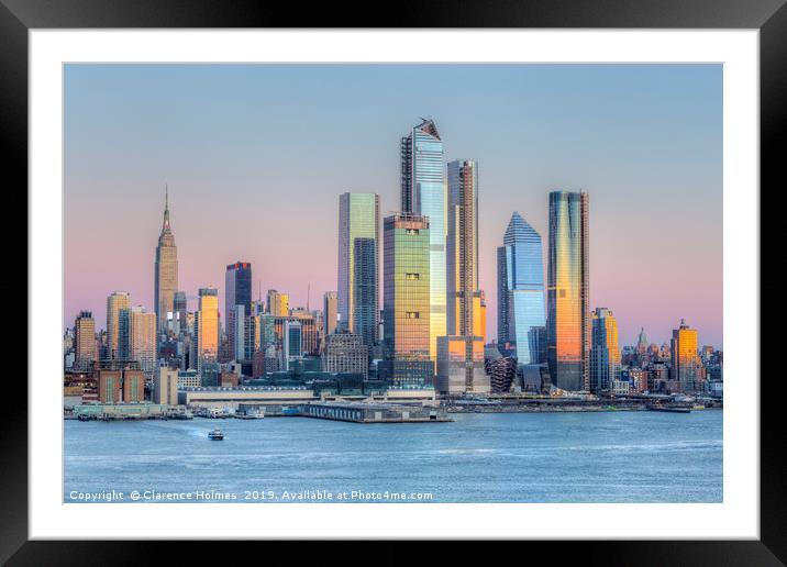 NYC Hudson Yards Development at Sunset I Framed Mounted Print by Clarence Holmes