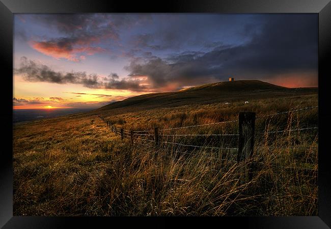 Rivington pike sunset Framed Print by Robert Fielding