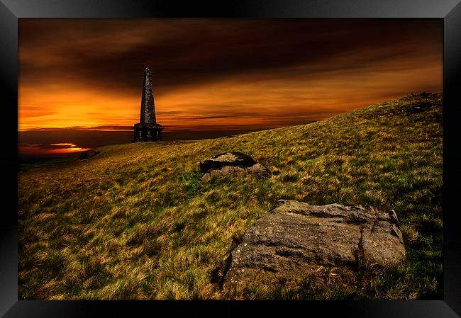 Stoodley pike sunset Framed Print by Robert Fielding