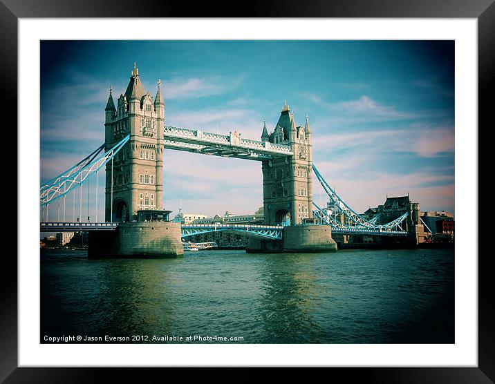 Tower Bridge - A Postcard Framed Mounted Print by J J Everson