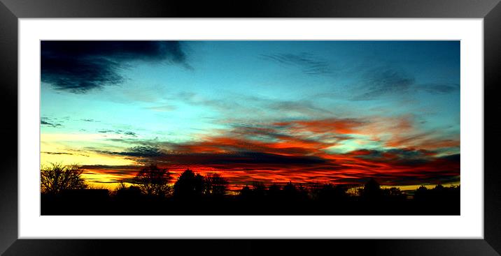 Nuclear Sunset Fire in the sky Framed Mounted Print by John Boekee