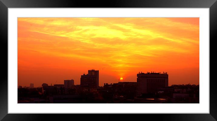 Sunset from New Zealand House London Framed Mounted Print by John Boekee