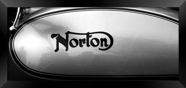 Norton fuel tank Framed Print by John Boekee
