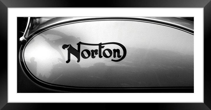 Norton fuel tank Framed Mounted Print by John Boekee