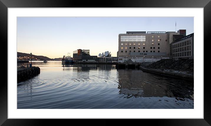 Bergen dock at TV2 Norway Framed Mounted Print by John Boekee