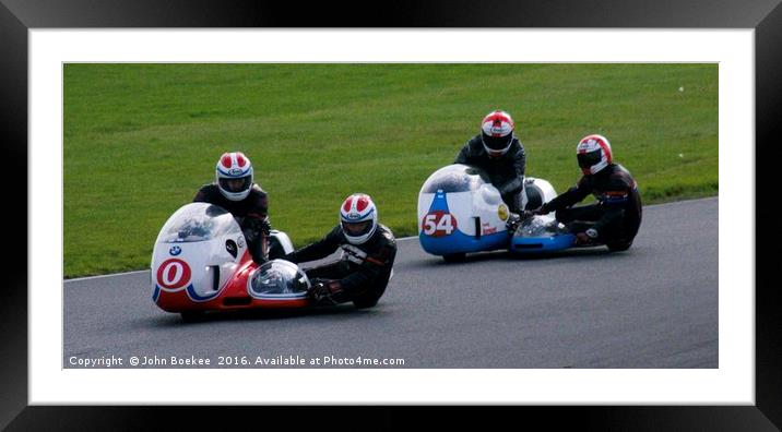 Racing sidecar at Snetterton racetrack  Framed Mounted Print by John Boekee