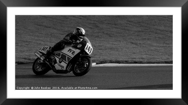 Racing bikes at Snetterton racetrack  Framed Mounted Print by John Boekee