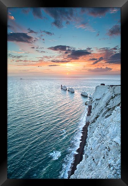 Isle of Wight Needles Sunset Framed Print by Barry Maytum