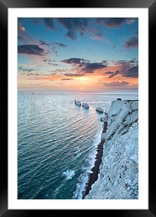 Isle of Wight Needles Sunset Framed Mounted Print by Barry Maytum